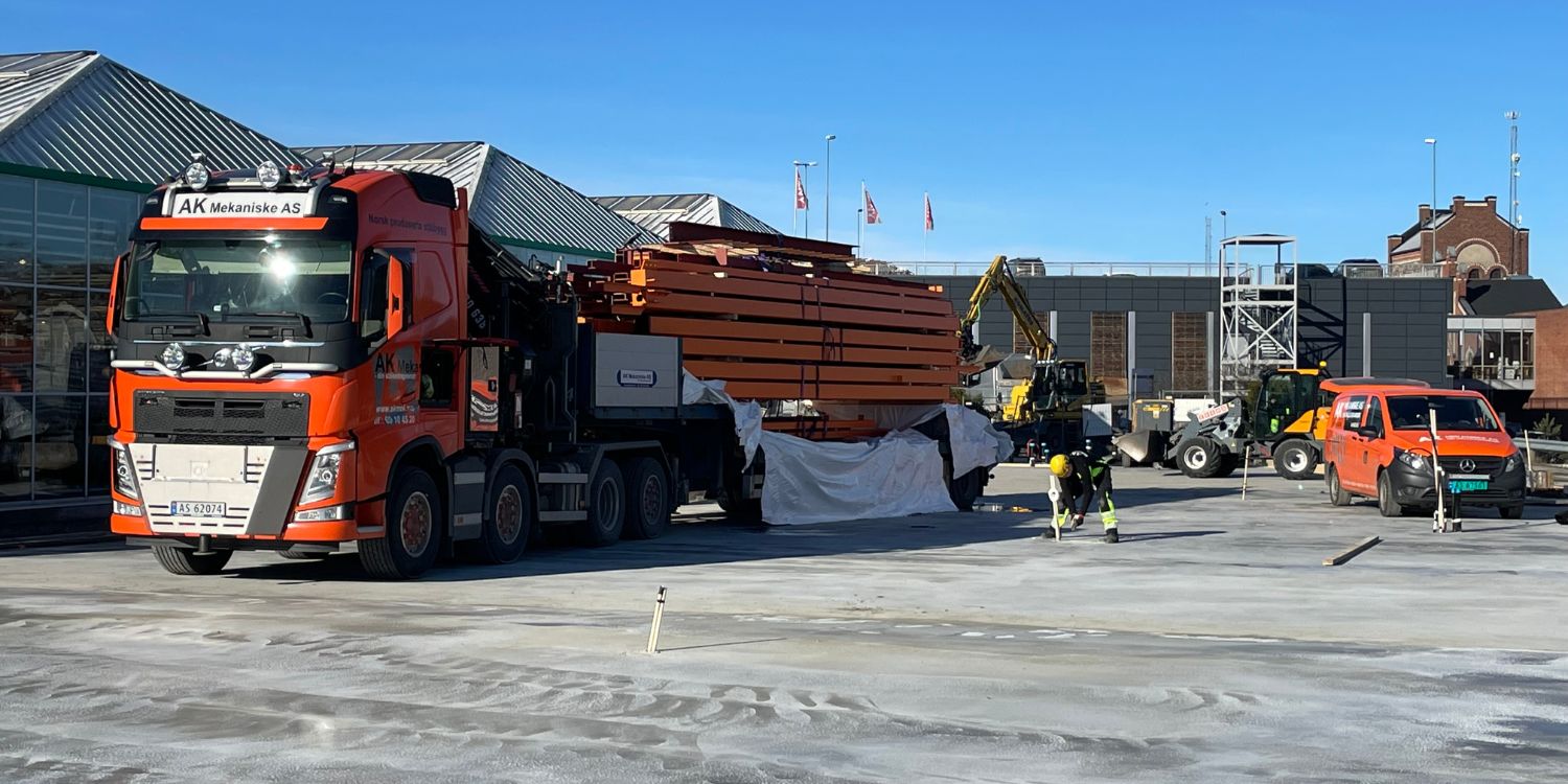 Leveranse på byggeplass Sliperiveien 10