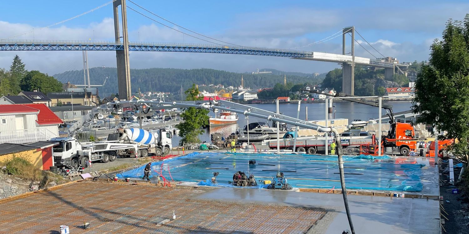 Båtopplagshaller Stathelle Marina betongarbeid.