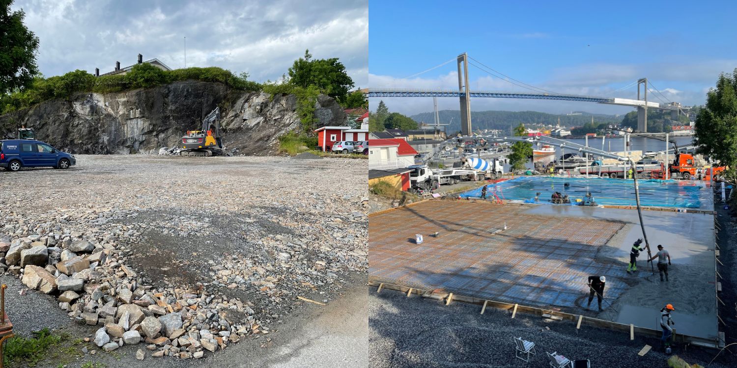 Båtopplagshaller Stathelle Marina grunnarbeid og betongarbeid.