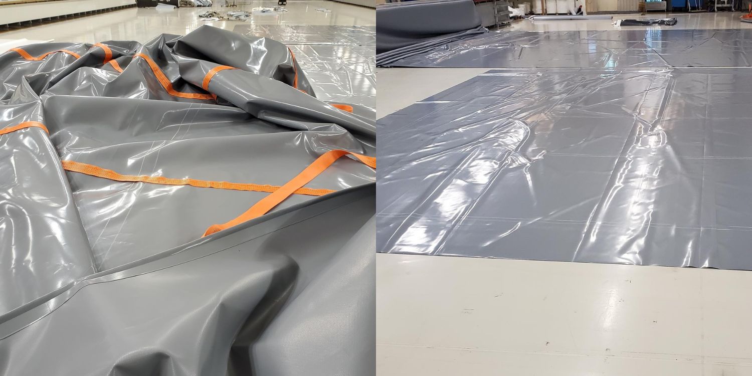 Skreddersydde løfte og lagringspresenninger PVC duk 900g m2.