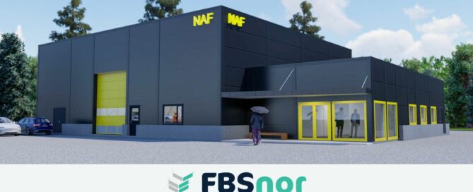 Illustrasjon av nybygget FBSnor skal sette opp som NAF sin nye filial på Stangnesterminalen i Harstad